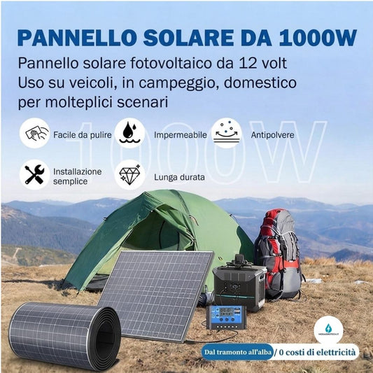 Kit Pannelli Solari 1000W – 2 Pezzi con Regolatore di Carica | 12V Fotovoltaico per Camper, Campeggio e Casa