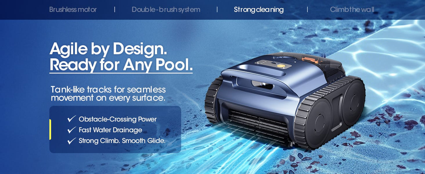 Robot Aspiratore Pulitore Automatico Per Piscina Autonomia 160 minuti Fondale e Pareti