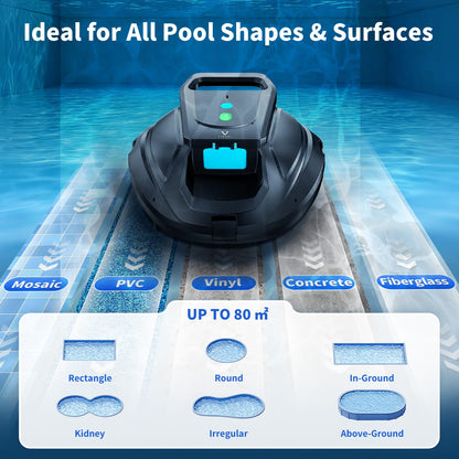 Robot Pulitore Per Piscina a Batteria VIREAL SP1 13O Min autonomia