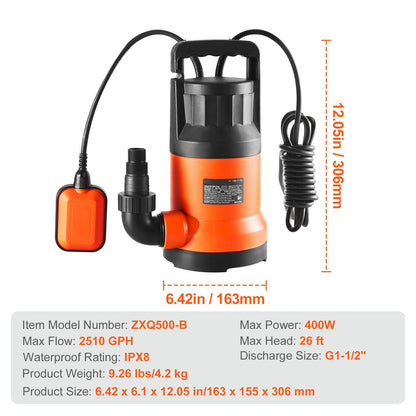 Elettropompa Sommergibile in Plastica Con Galleggiante 0.32 Kw - 0.40 Kw - 0.75 Kw