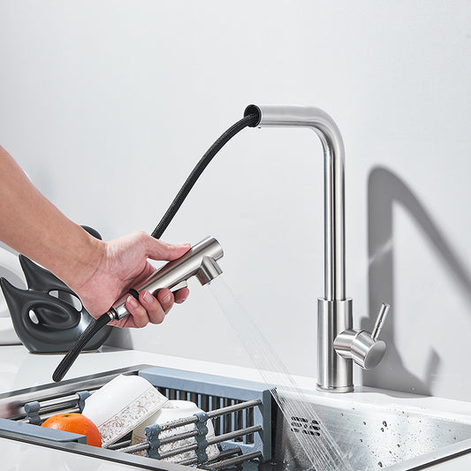Rubinetto Miscelatore Lavabo Acqua Calda e Fredda con Doccino Estraibile 2 Modalità