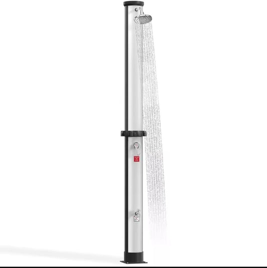 Doccia Solare da Giardino 40L Silver 216cm – Riscalda fino a 60°C Miscelatore e Soffione Inclusi