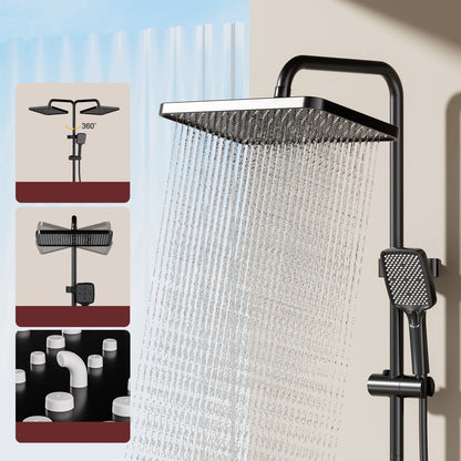 Kit Doccia a Pioggia Nero con Soffione 31×20 cm e Doccetta 3 Getti – Termostatico Digitale