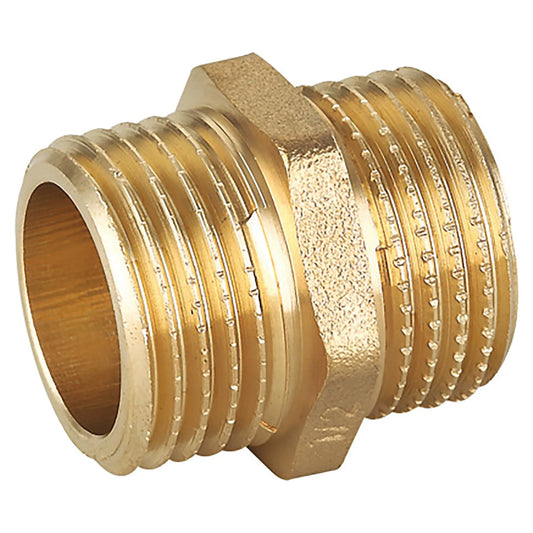 Doppiavite Nipplo in Ottone Giallo 1" Maschio-Maschio (M-M)