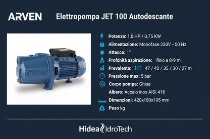 Scheda Tecnica Arven JET 100